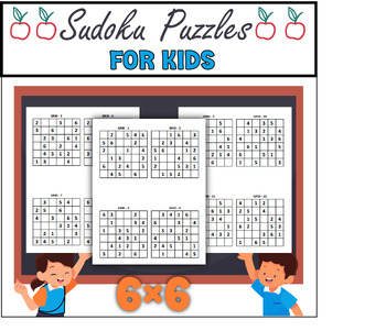 Preview of Easy Sudoku Puzzles for young children 6×6 | First Grade Math Centers