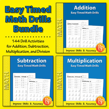 Preview of Timed Math Facts Worksheets: 146 Page BUNDLE -  Add, Subtract, Multiply, Divide