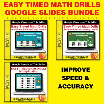 Preview of Easy Timed Math Drills GOOGLE BUNDLE:  Multiplication - Addition - Subtraction