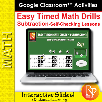 Preview of Google Slides: SUBTRACTION MATH FACTS DRILLS!  FUN, SELF-CHECKING FORMAT!