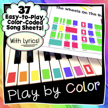 Preview of Easy-To-Play Color-Coded Song Sheets with Song Lyrics for Piano & Boomwhackers!