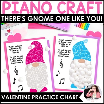 Preview of Easy Valentine's Day Piano Practice Craft – There's Gnome One Like You