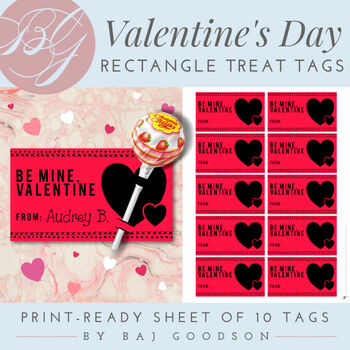 Preview of Easy Valentine's Day Printable | "Be Mine" Candy Treat Tags | Print Ready Cards