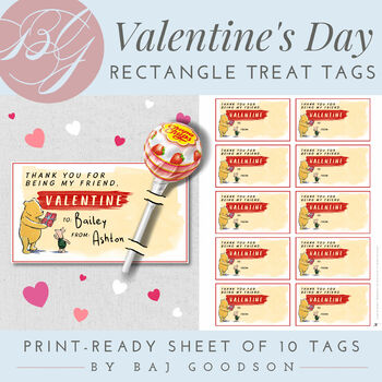Preview of Easy Valentine's Day Printable | Bear Friend Candy Tags | 10 Print Ready Cards