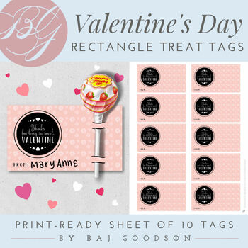 Preview of Easy Valentine's Day Printable | Sweet Treat Candy Tags | 10 Print Ready Cards