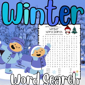 Preview of Easy Winter Snow Word search for K,1st,2nd,3rd,4th,5th,6th grade