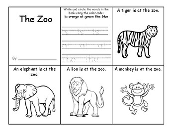 Easy Zoo Sight Word mini book by Miss Kemp's Kindergarten | TPT