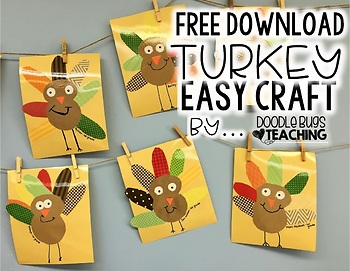 Preview of Free, Easy and Cute Turkey Craft Project Thanksgiving Craftivity