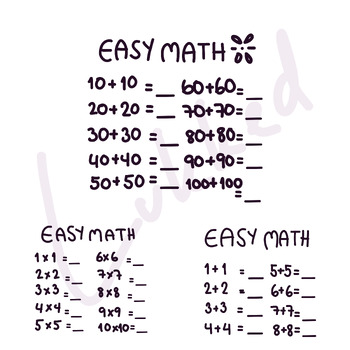 Preview of Easy math plus and times. PAPER WORK HOMEWORK EXERCISE