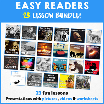 Preview of Easy reading comprehension - Big Bundle (Vol. 1) 23 lessons with worksheets!