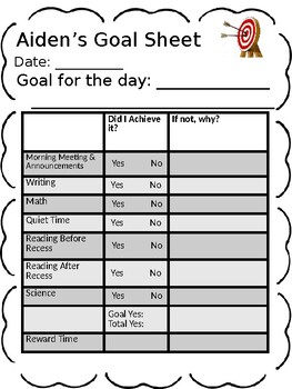 Preview of Easy to Read Goal Setting Template