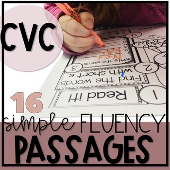 Preview of CVC SHORT VOWEL Decodable Reading Passages Comprehension Fluency Accuracy Text