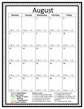 Easy to Use Editable Behavior Calendar 2019-2020 by Michelle Ball