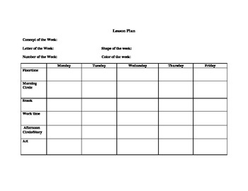 Easy to Use Preschool Lesson Plan Template by Michele Asis | TpT
