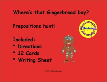 Preview of Easy to Use Where's the Gingerbread Boy? Preposition Grammar Game Hunt