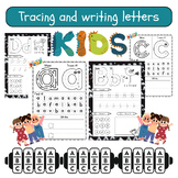 Easy tracing and writing letters for kids and coloring pag