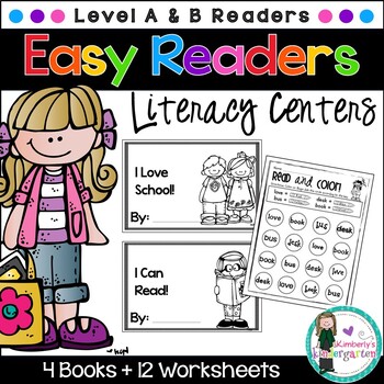 Preview of Easy/Emergent Readers! Level A & B, Multi-Pack. 4 Books + 12 Worksheets.