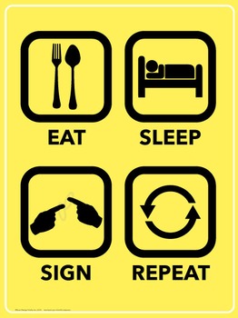 Eat. Sleep. Sign. Repeat. ASL poster. by Ryan Lefty | TPT