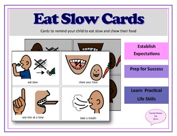 Preview of Eat Slow Cards - Visual Cues to Help Your Child Slow Down When Eating - FREEBIE!