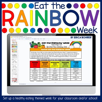 Preview of Eat the Rainbow Week Resources - Parent Letters and Printables