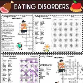 Preview of Eating Disorders Puzzles,Vocabulary,Wordsearch & Crosswords