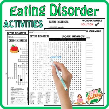 Eating Disorders Worksheets,Vocabulary,Wordsearch & Crosswords by FunnyArti