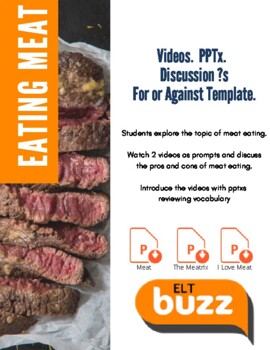Preview of Eating Meat. Video. PPTx. Discussion. Writing. Opinion. Debate. ELA. Environment
