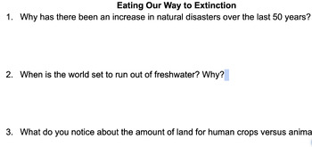 Preview of Eating Our Way to Extinction Documentary Questions