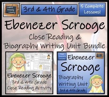 Preview of Ebenezer Scrooge Close Reading & Biography Bundle | 3rd Grade & 4th Grade