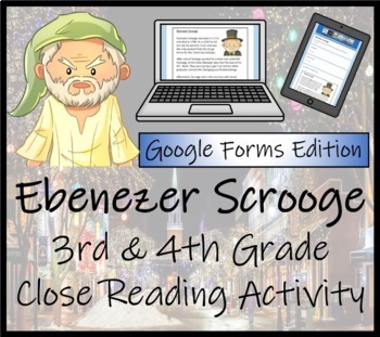 Preview of Ebenezer Scrooge Close Reading Activity Digital & Print | 3rd Grade & 4th Grade