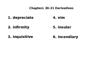 Preview of Ecce Romani Chapters 30-31 English Derivatives