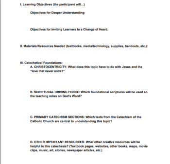 Preview of Ecclesial Method Lesson Plan
