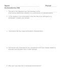 Echinoderms Homework Assignment
