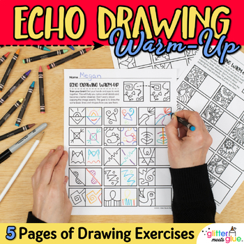 Preview of Echo Drawing Worksheets for Art: 3 Early Finisher Drawing Warm-Up Activities