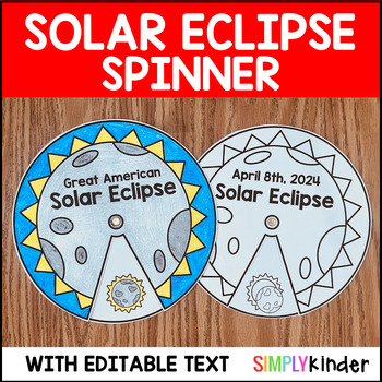 Preview of Eclipse 2024 Craft Spinner with Editable Activities, Solar Eclipse Kindergarten