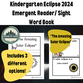 Preview of Eclipse 2024 Emergent Reader/Sight Word Book for Kindergarteners