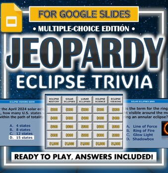 Preview of Eclipse 2024 Jeopardy Trivia Game - Google Slides (Digital Resource)