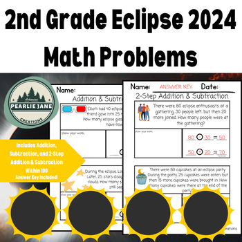 Preview of Eclipse 2024 Math Word Problems for 2nd Graders
