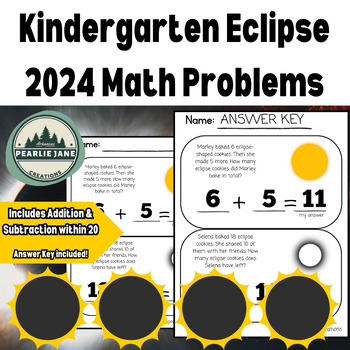 Preview of Eclipse 2024 Math Word Problems for Kindergarteners