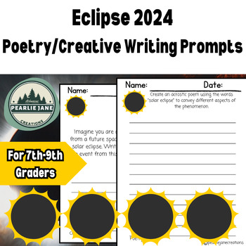 Preview of Eclipse 2024 Poetry and Creative Writing for 7th, 8th, and 9th Graders