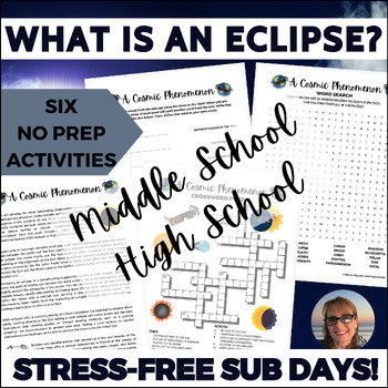 Preview of Solar Eclipse Activities Middle High School Science Sub Plans Independent Work