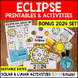 Solar Eclipse 2024 Kindergarten Activities with BONUS Craf
