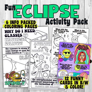 Preview of Eclipse Activity Pack with Earth, Sun, and Moon Joke Cards