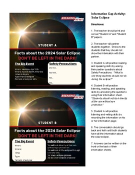 Preview of Eclipse Information Gap Activity for ELL