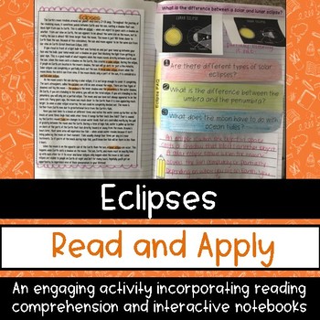 Eclipse Reading Comprehension Interactive Notebook by Smith Science and Lit