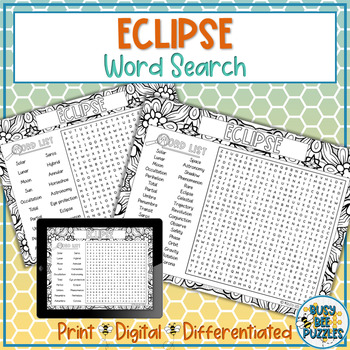 Preview of Eclipse Word Search Puzzle Activity