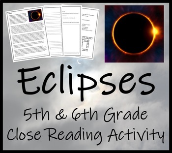 Preview of Eclipses Close Reading Comprehension Activity | 5th Grade & 6th Grade