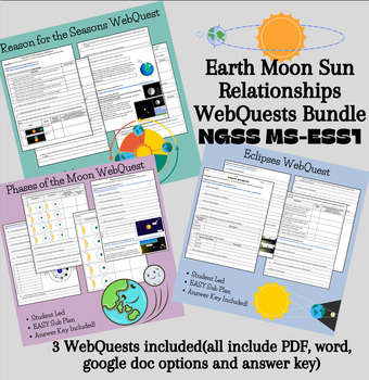 Preview of Eclipses, Seasons and Lunar Phases WebQuest Bundle