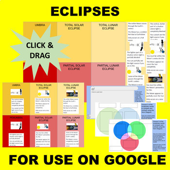 Preview of Eclipses (Solar, Lunar, Umbra, Penumbra, etc) GOOGLE Interactive Sort & Match