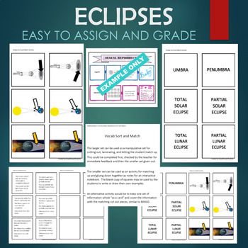 Preview of Eclipses (Solar and Lunar, Umbra, Penumbra) Sort and Match STATIONS Activity